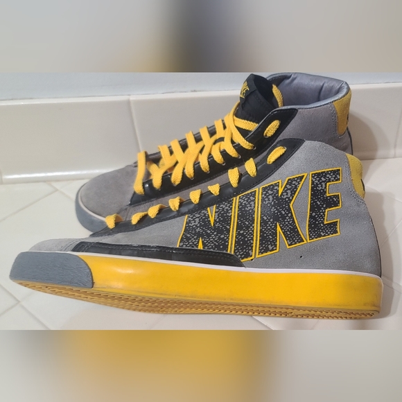 Nike Blazer High Cool Grey Yellow Men's Size 9.5 - Picture 7 of 9